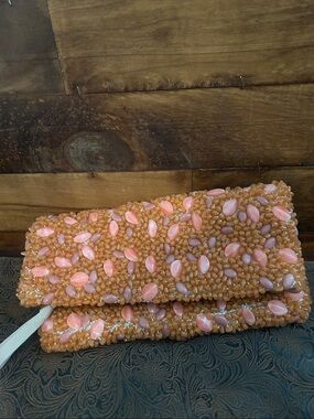 Banana Republic Peach-Beaded Foldover Clutch